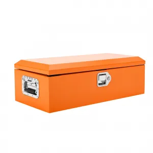 20 Inch Steel Truck Bed Tool Box - Diamond Plate Design with Side Handles and Locking Keys, Compact and Durable Storage for Pickup Trucks, RVs, and Trailers, Orange
