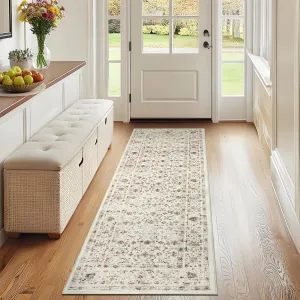 Room Decor Area Rug Vintage Soft Printed Carpet Non Slip Washable 2x6ft Beige