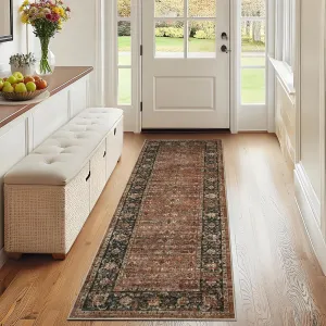 Room Decor Area Rug Brown Vintage Soft Printed Carpet Non Slip 2x6ft