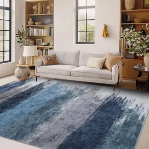 Washable Area Rugs Modern Print Distressed Indoor Rugs Bedroom Living Room Soft Low-Pile Rubber Backing