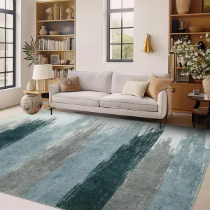 Washable Area Rugs Modern Print Distressed Indoor Rugs for Bedroom Living Room Low Pile Rubber Backing Soft Home Office