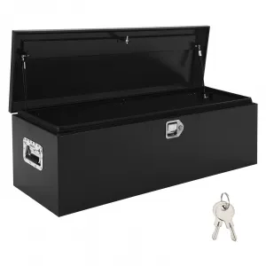 Truck Bed Tool Box - 48"x15"x15" Heavy-Duty Steel Storage Organizer with Gas Strut Lid, Waterproof Design, and Orange Peel Finish for Pickup, RV, and Trailer, Black