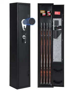 3-4 Rifle Gun Safe with Digital Keypad & Dual Explosion Alarm - 52" Tall Heavy Duty Steel Rifle Cabinet for Home Security, Holds 3-4 Long Guns + Pistol, Quick Access with Silent Mode