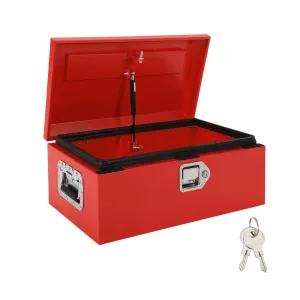 20"x12"x10" Truck Bed Tool Box - Heavy-Duty Steel Metal Storage Box with Orange Peel Finish for Pickup, RV, and Trailer, Red