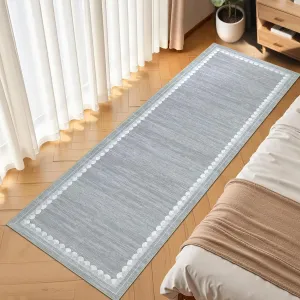 Hallway Runner Rug 2x6 Non Slip Washable Kitchen Mats for Floor, Low Pile Modern Area Rug, Stain Resistant Contemporary Border Soft Carpet for Laundry, Bedroom, Bathroom, Grey