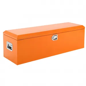 48-Inch Steel Truck Bed Tool Box - Diamond Plate Design with Side Handles and Locking Keys, Compact and Durable Storage, Orange