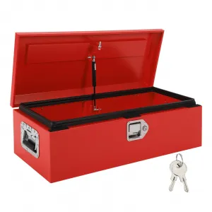 39"x13"x9.6" Truck Bed Tool Box, Heavy-Duty Steel Metal Storage Box with Orange Peel Finish for Pickup, RV, and Trailer, Red