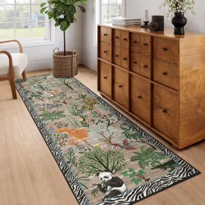 Brown Indoor Vintage Room Decor Rug Washable Low Pile Non Slip Foldable 2x6ft for Living Room Bedroom Office