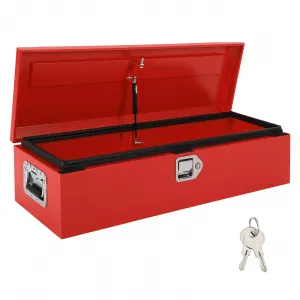 39"x13"x9.6" Truck Bed Tool Box, Heavy-Duty Steel Metal Storage Box with Orange Peel Finish for Pickup, RV, and Trailer, Red
