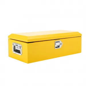 20-Inch Steel Truck Bed Tool Box - Diamond Plate Design with Side Handle and Locking Keys, Compact and Durable Storage for Pickup Trucks, RVs, and Trailers, Yellow