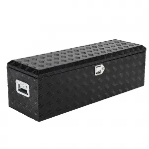 48X15 Inch Truck Bed Tool Box - Heavy-Duty Aluminum Diamond Plate Storage Chest, Waterproof with Lock, for Trucks, Trailers, RVs, and Warehouses, Black