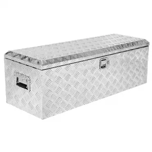 48X15 Inch Truck Bed Tool Box, Heavy-Duty Aluminum Diamond Plate Storage Chest, Waterproof with Lock, for Trucks, Trailers, RVs, and Warehouses, Silver