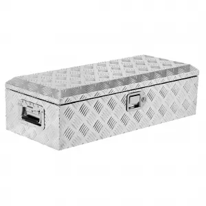 39X13 Inch Truck Bed Tool Box, Heavy-Duty Aluminum Diamond Plate Storage Chest, Waterproof with Lock, for Trucks, Trailers, RVs, and Warehouses, Silver