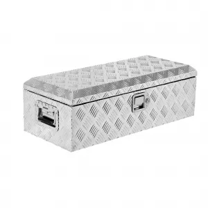 30X13 Inch Truck Bed Tool Box, Heavy-Duty Aluminum Diamond Plate Storage Chest, Waterproof with Lock, for Trucks, Trailers, RVs, and Warehouses, Silver