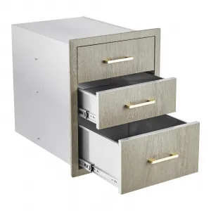 18"W x 23"D x 23"H Stainless Steel Outdoor Kitchen Triple Drawers Heavy Duty Handles Weather-Resistant BBQ Island Patio Grill