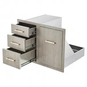 29.5"W x 22.6"H x 21.7"D Stainless Steel Outdoor Kitchen Door Drawer Combo Triple Drawers & Access Door Propane Storage Adjustable Garbage Ring Weather-Resistant Flush Mount