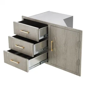 38.2"W x 20.5"H x 22.6"D Stainless Steel Outdoor Kitchen Door Drawer Combo Triple Drawers & Access Door, Propane Storage, Weather-Resistant Flush Mount