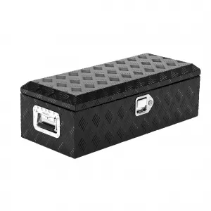 30X13 Inch Truck Bed Tool Box, Heavy-Duty Aluminum Diamond Plate Storage Chest, Waterproof with Lock, for Trucks, Trailers, RVs, and Warehouses, Black