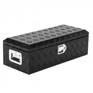 20X12 Inch Truck Bed Tool Box, Heavy-Duty Aluminum Diamond Plate Storage Chest, Waterproof with Lock, for Trucks, Trailers, RVs, and Warehouses, Black