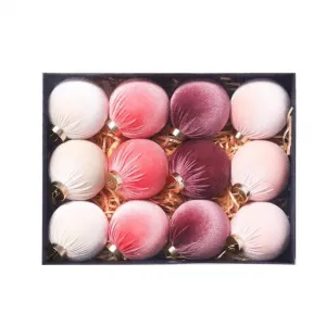 3.15 Inch Christmas Ornaments 12-Pack Premium Fabric Velvet Shatterproof Elegant Holiday Tree Decor Festive Home Styling