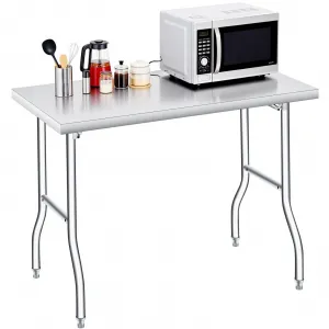 48"L x 34"W x 30"H Folding Stainless Steel Table Heavy Duty Foldable Prep Work Table Portable Kitchen Laundry Camping