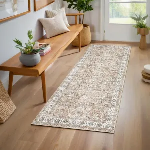 Washable Area Rugs Non-Slip Vintage Distress for Living Room Bedroom Dining Room Nursery Office Neutral Oriental Thin Carpet