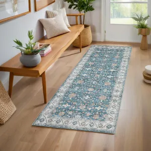 Washable Area Rugs Non-Slip Vintage Distress Rugs for Living Room Bedroom Nursery Office Neutral Oriental Thin Carpet