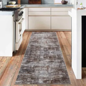 Area Rug Soft Fluffy Abstract Carpet for Living Room Bedroom Kitchen 2x6ft Brown