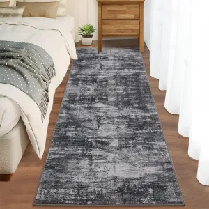 Area Rug Soft Fluffy Abstract Carpet for Living Room Bedroom Kitchen 2x6ft Black