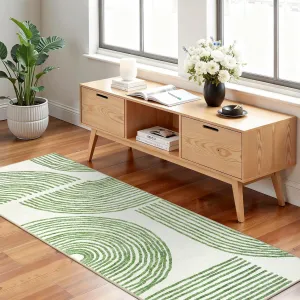 Abstract Kitchen Rugs 2x6 Modern Non Slip Hallway Runner Soft Washable Green