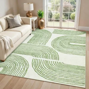 Abstract 8x10 Area Rugs Green Soft Washable Non Slip Ultra Thin Modern Carpet for Living Room Bedroom Dining Room