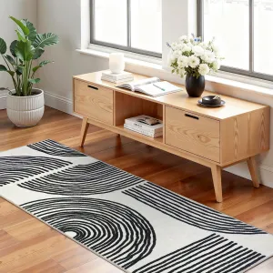 Abstract Kitchen Rugs 2x6 Modern Non Slip Hallway Runner Soft Washable Entryway Rug Black