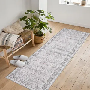 Vintage Style Area Rugs Non-Slip Reversible Machine Washable Rug for Living Room Bedroom 2x6ft Beige