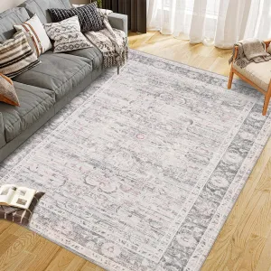 Vintage Style Area Rugs Non-Slip Reversible Machine Washable Rug Living Room Bedroom Beige 8x10ft