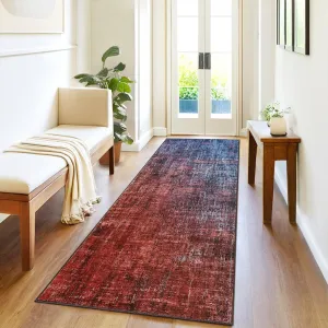 Washable Kitchen Rugs 2x6 Red Blue Hallway Runner Soft Low Pile Stain Resistant Laundry Entryway Mat Indoor Modern Throw Carpet