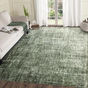 Abstract 10x13 Area Rug, Modern Washable Non Slip Rug for Living Room Bedroom Dining Room, Grey Green, Ultra Thin Low Pile