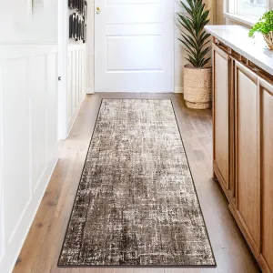 Washable Kitchen Rugs 2x6 Light Brown Hallway Runner Soft Low Pile Stain Resistant Laundry Entryway Mat Indoor Modern Throw Carpet