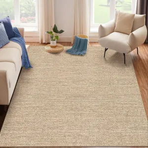 8x10 Area Washable Rug, Solid Large Soft Rugs for Living Room Carpet, Bedroom Dining Room, Non-Slip Low Pile, Caramel