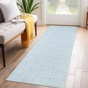 Runner Rugs 2x6 Washable Non-Slip Low Pile Faux Wool Area Rug for Hallway Kitchen Bathroom, Soft Vintage Tones