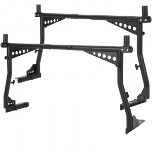 48-72 Inch Extendable Truck Ladder Rack Adjustable Steel Bed Rack Heavy Duty No-Drill Utility System for Pickup Trucks Black