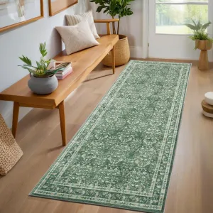 Washable Area Rug Soft Low Pile Vintage Indoor Carpet for Living Room Bedroom Dining Room, Non Slip, Distressed Design