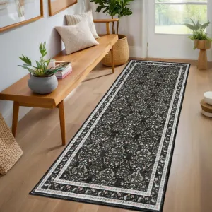 Washable Area Rug Soft Low Pile Vintage Indoor Carpet for Living Room Bedroom Dining Room Home Decor