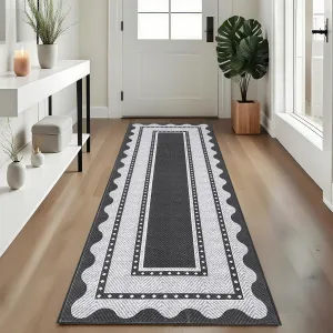 2x6 Hallway Washable Runner Rug With Non Slip Backing For Kitchen Laundry Farmhouse Entryway Black Grey