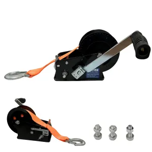 3500lbs Heavy Duty Boat Trailer Winch with 33FT Strap, Dual-Speed 4:1/8:1 Gear Ratio & 2-Way Ratchet, Professional Hand Crank Winch for Pulling Boat, Trailer, Truck, RV, ATV, Jet Ski