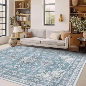 Area Rugs For Living Room, Machine Washable Non Slip Soft Low-Pile Carpet, Vintage Aesthetic, Stain-Resistant, Non Shedding, Dining Bedroom Decor
