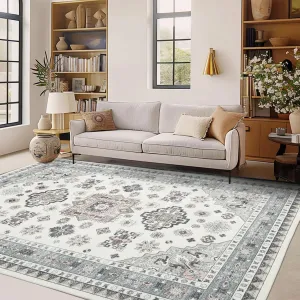 Area Rugs Non Slip Low-Pile Vintage Aesthetic Machine Washable Rug for Living Room Dining Bedroom Decor