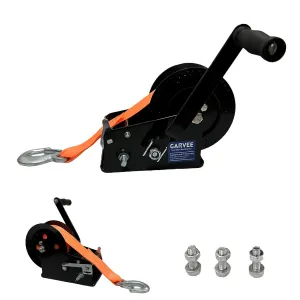 3500lbs Heavy Duty Boat Trailer Winch with 33FT Strap, Dual-Speed 4:1/8:1 Gear Ratio & 2-Way Ratchet, Professional Hand Crank Winch for Pulling Boat, Trailer, Truck, RV, ATV, Jet Ski