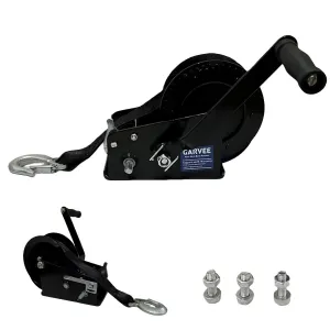 3500lbs Heavy Duty Boat Trailer Winch with 33FT Strap, Dual-Speed 4:1/8:1 Gear Ratio & 2-Way Ratchet, Professional Hand Crank Winch for Pulling Boat, Trailer, Truck, RV, ATV, Jet Ski, Black
