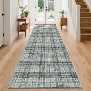 2x10 Tartan Plaid Kitchen Rug Non Slip Washable Soft Low Pile Stain Resistant Indoor Carpet Runner for Hallway Entryway