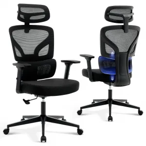 Mesh Office Desk Chair, Ergonomic Office Chair with Adjustable Lumbar Support, High-Back Computer Gaming Chair with Headrest 3D Armrests, Rolling Swivel Task Chair for Home, Office, Black